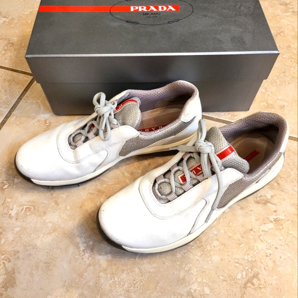 Prada Mens America's Cup White Sneakers Size 6.5